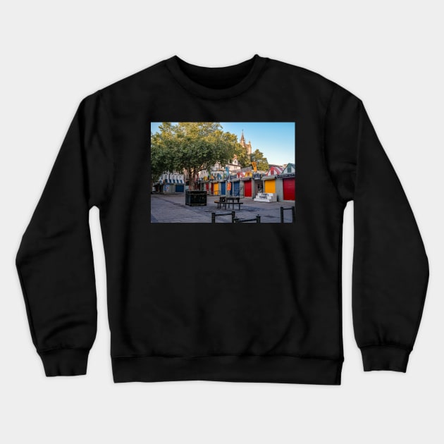 The front of the outdoor market in the city of Norwich Crewneck Sweatshirt by yackers1